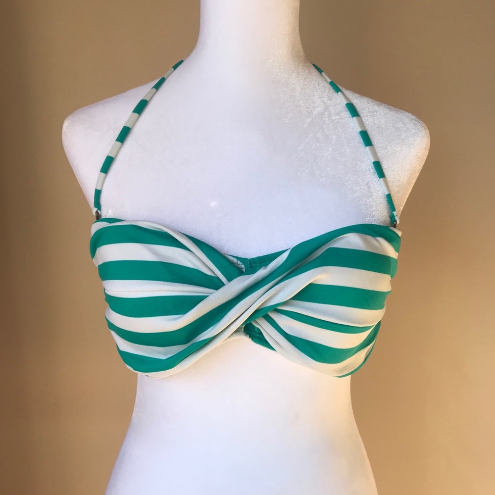 Mossimo Turquoise & White Striped Bikini Top, Med